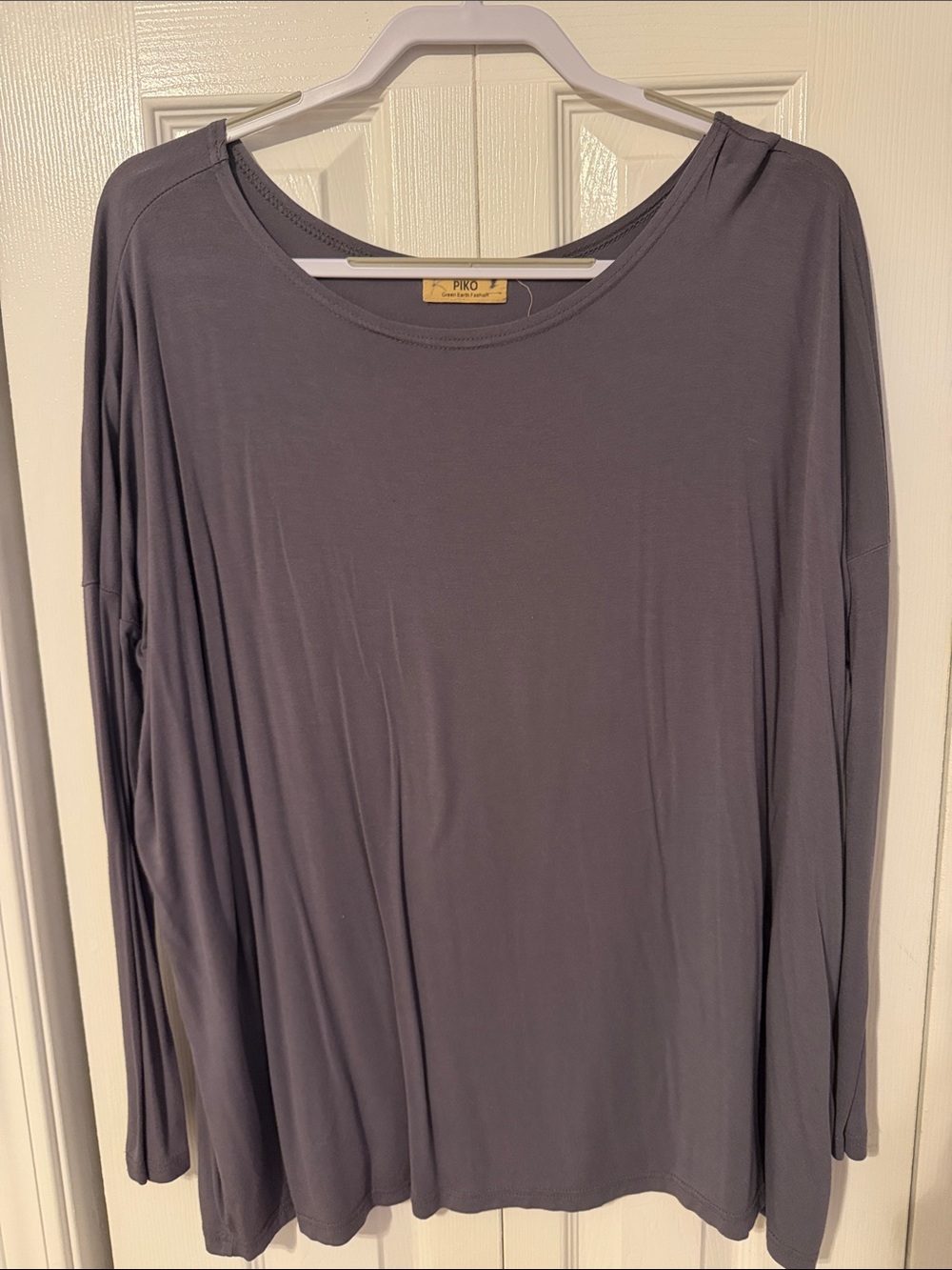 Piko 1988 Women's Long Sleeve Scoop Neck Top - Gray